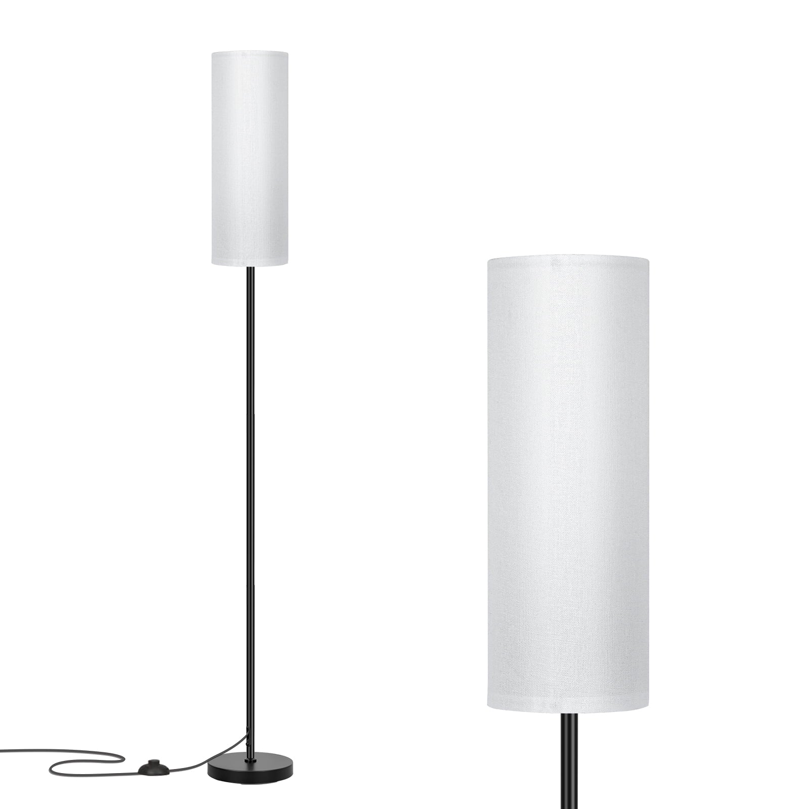 Cozylumi™ 67" Floor Lamp, Modern Standing Lamp with Beige Linen Shade, Black Pole with