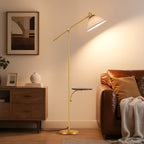 Cozylumi™ 68" Gold Floor Lamp with Table for Living Room, Height Adjustable, 5 Color