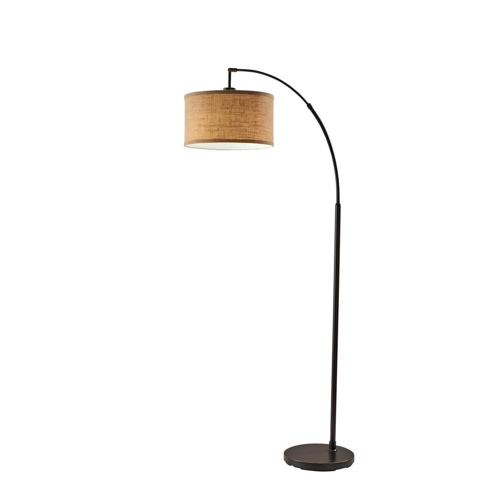 Cozylumi™ 68 Traditional Rotary Switch Antique Bronze Arc Floor Lamp with Burlap Drum