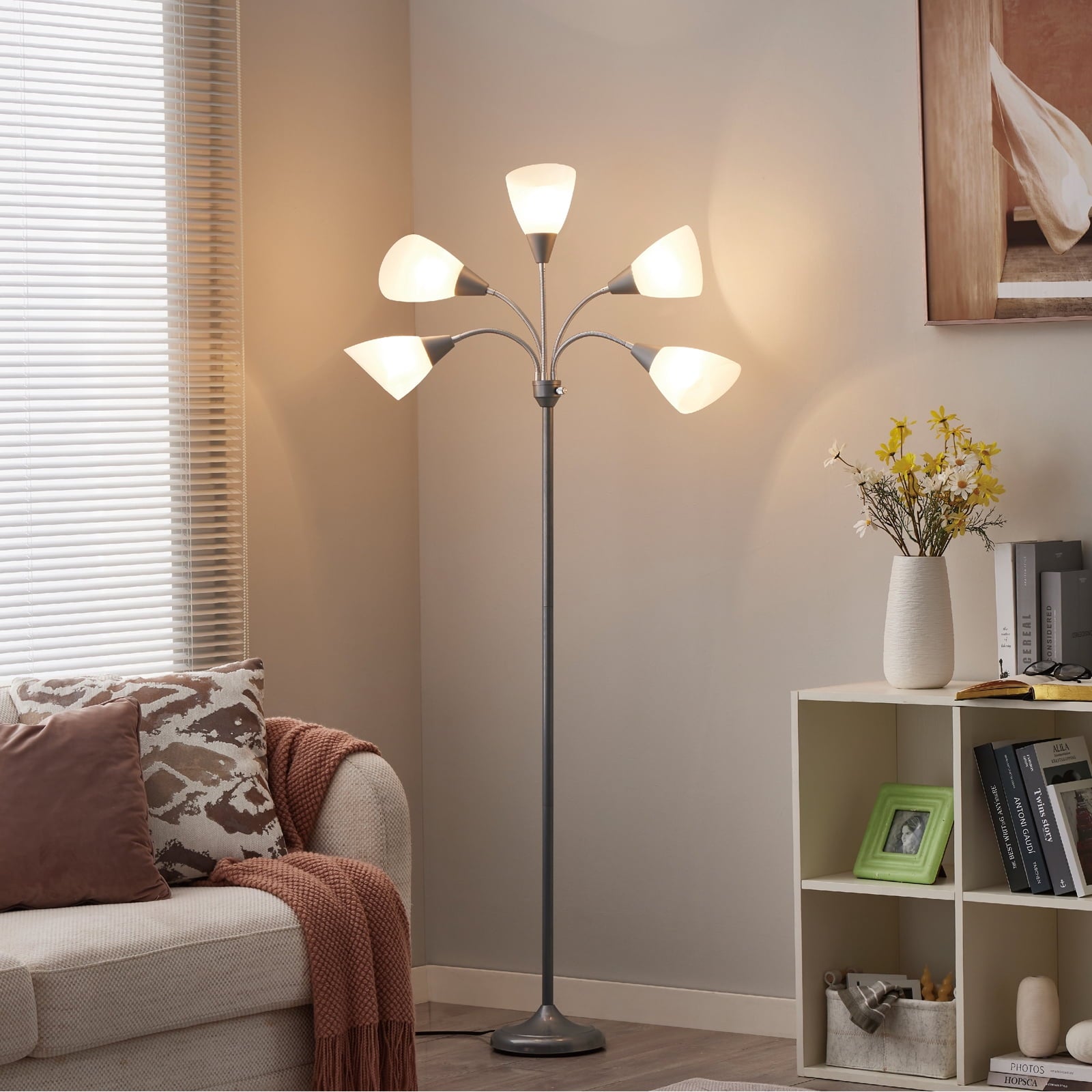 Cozylumi™ HonoDing Adjustable Gooseneck Floor Lamp with Matte White Acrylic Shade, 68