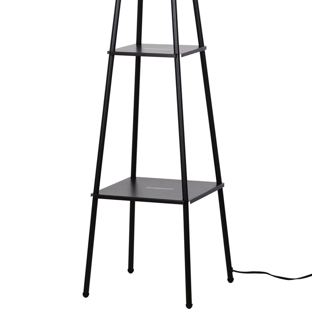 Cozylumi™ Metal Etagere Floor Lamp with Shelves, Charcoal Finish