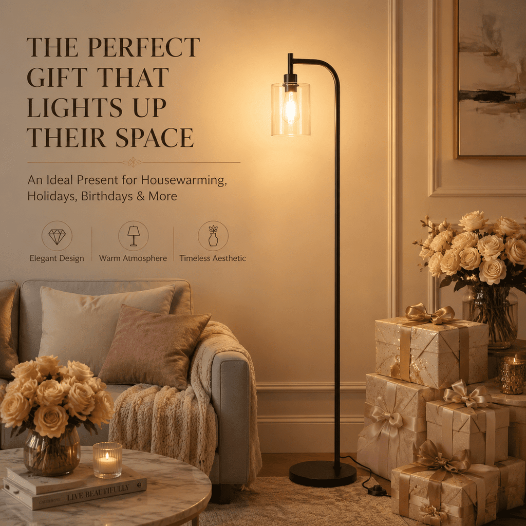 Cozylumi™ Coliware Arc Floor Lamp with Acrylic Lampshade, Modern Tall Standing Lamp