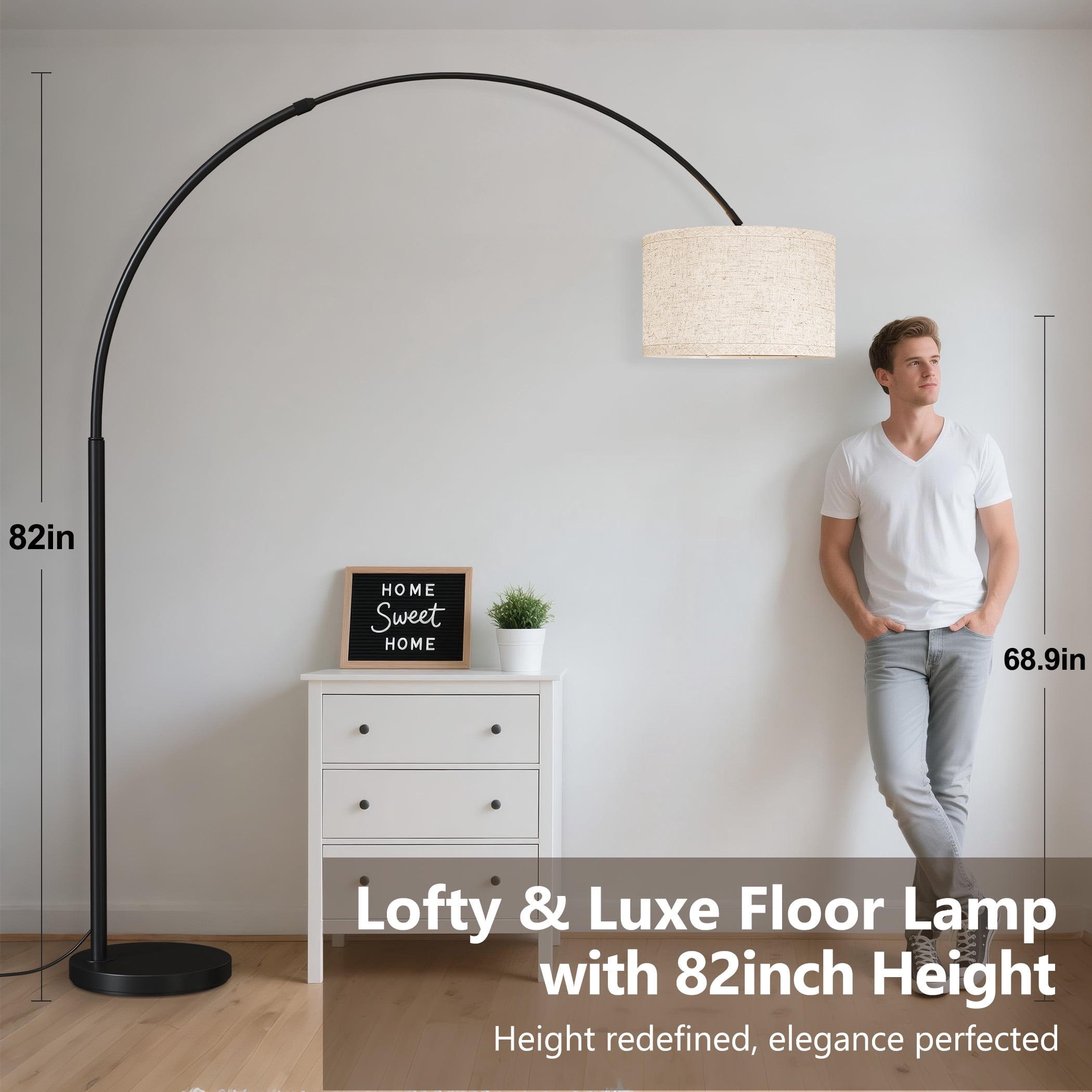 Cozylumi™ 82" Tall Floor Lamps for Living Room, Remote Control Large Arc Floor Lamp
