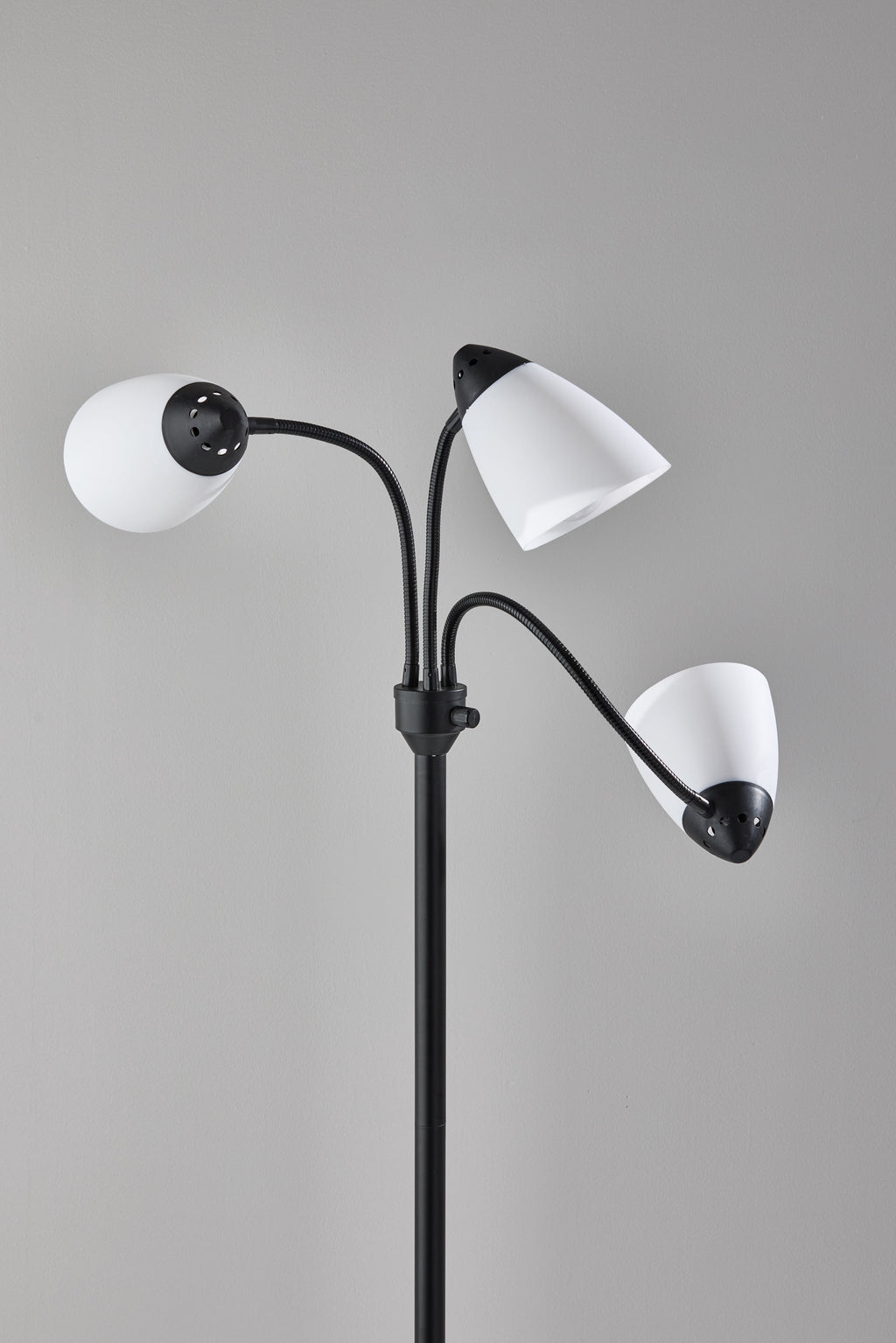 Cozylumi™ 3-Head Adjustable Floor Lamp, Black with White Plastic Shades, 68 in