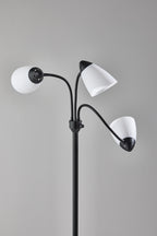 Cozylumi™ 3-Head Adjustable Floor Lamp, Black with White Plastic Shades, 68 in