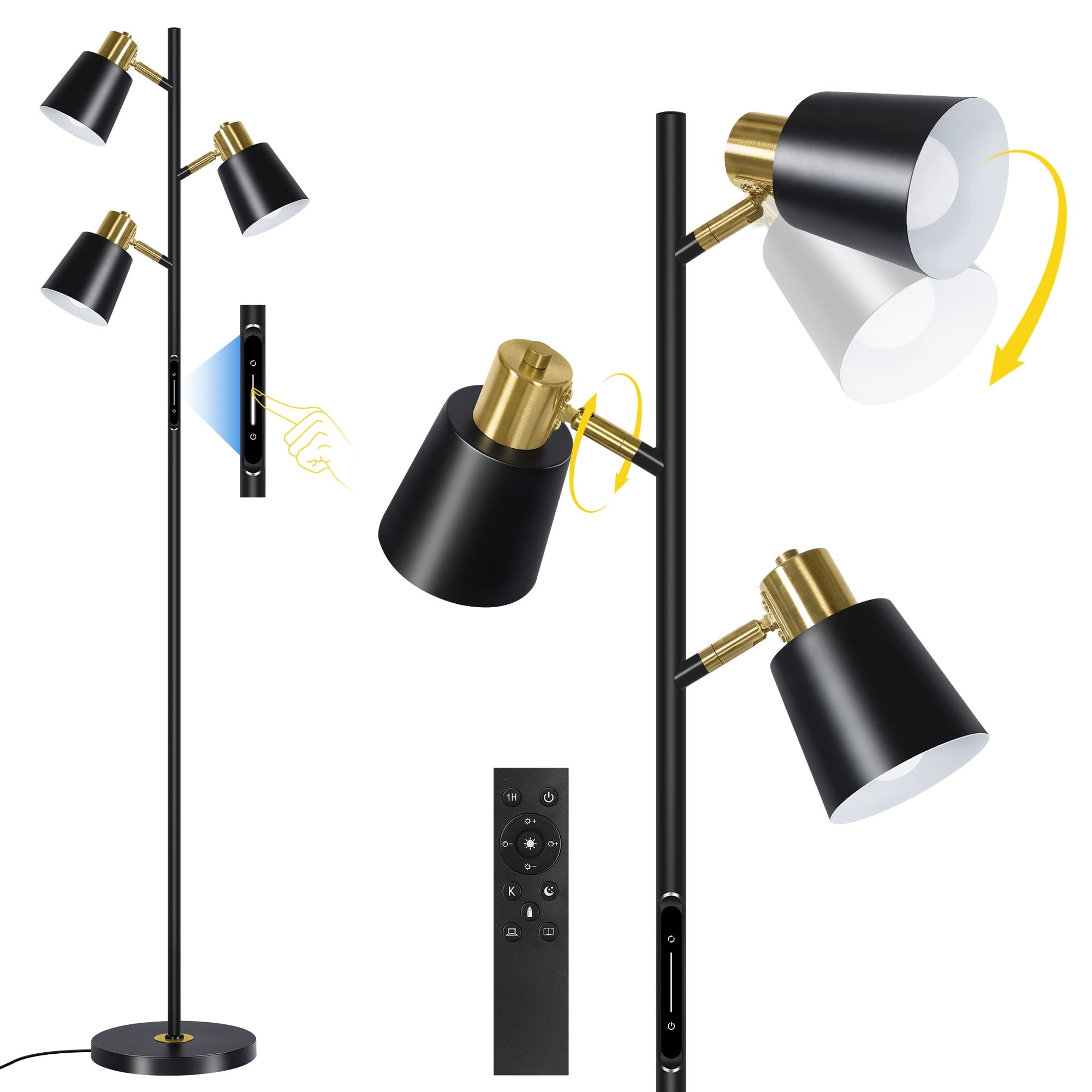 Cozylumi™ Tree Floor Lamp with 3 Adjustable Rotating Lights, Standing Tall Pole Lamps