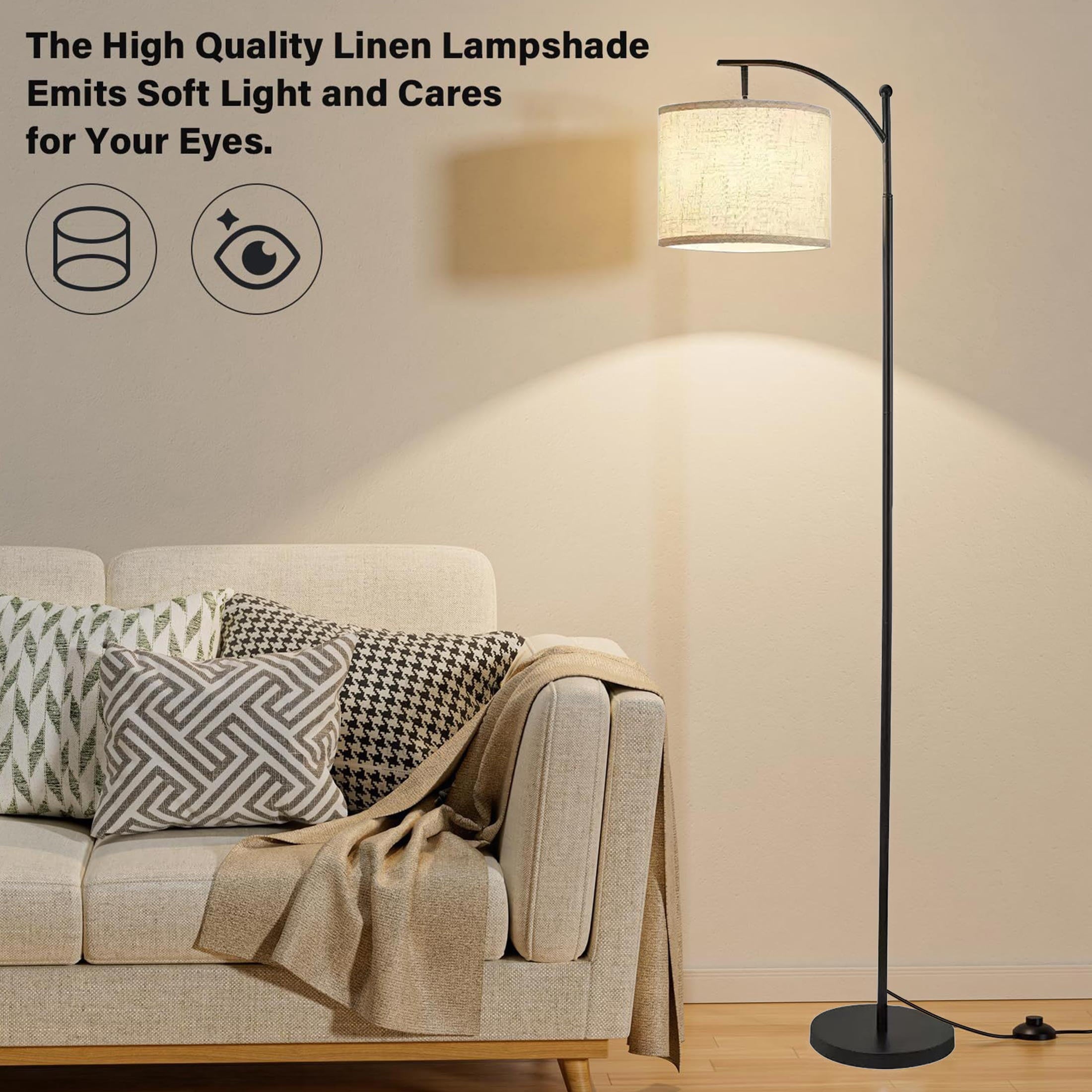 Cozylumi™ Floor Lamp for Living Room, Arc Standing Lamp with Remote Control, Dimmable