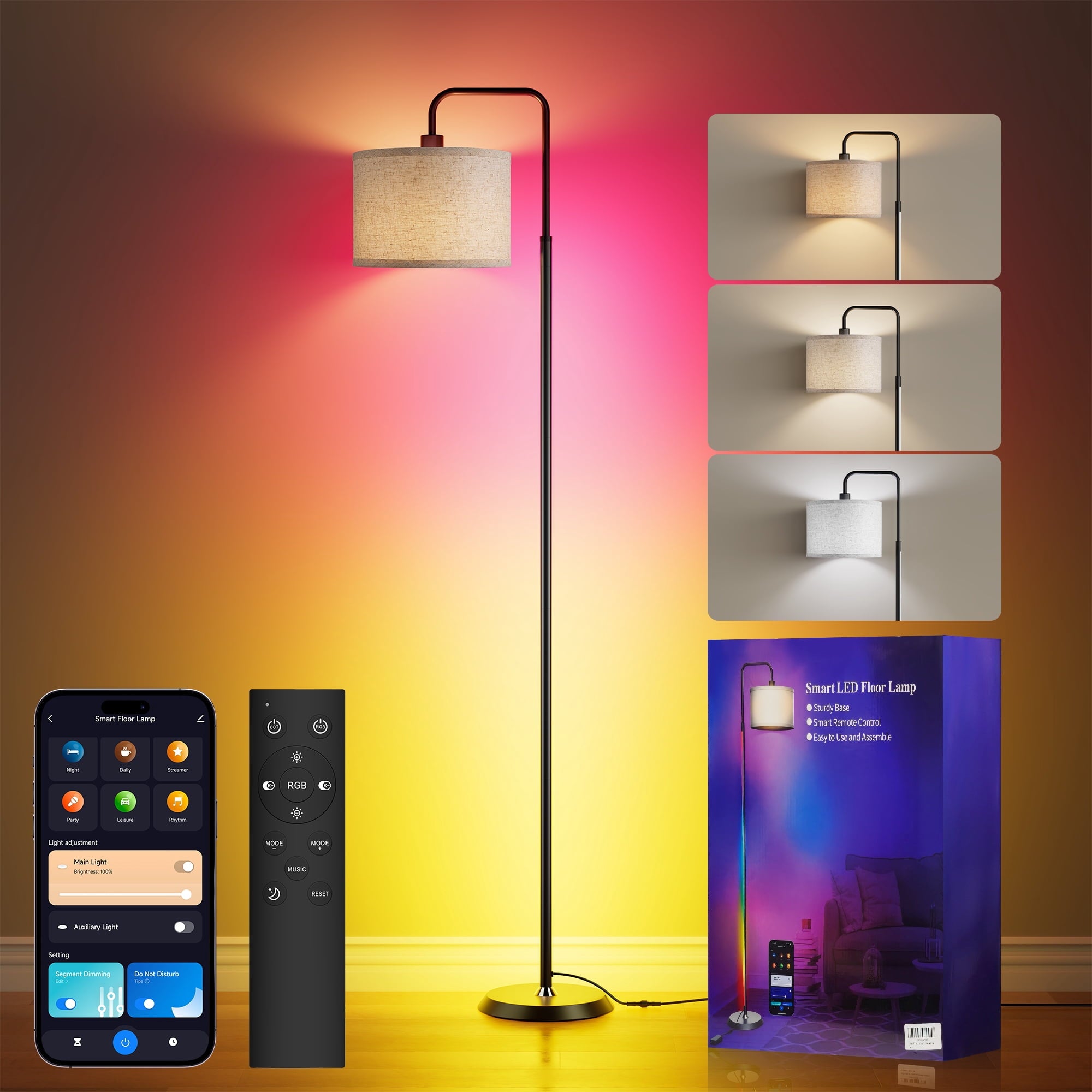 Cozylumi™ 69in Smart LED Floor Lamp with APP Control & RGB Colors Dimmable Standing