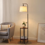 Cozylumi™ DEWENWILS Floor Lamp with Table for Living Room, 62in Rustic Farmhouse Wooden
