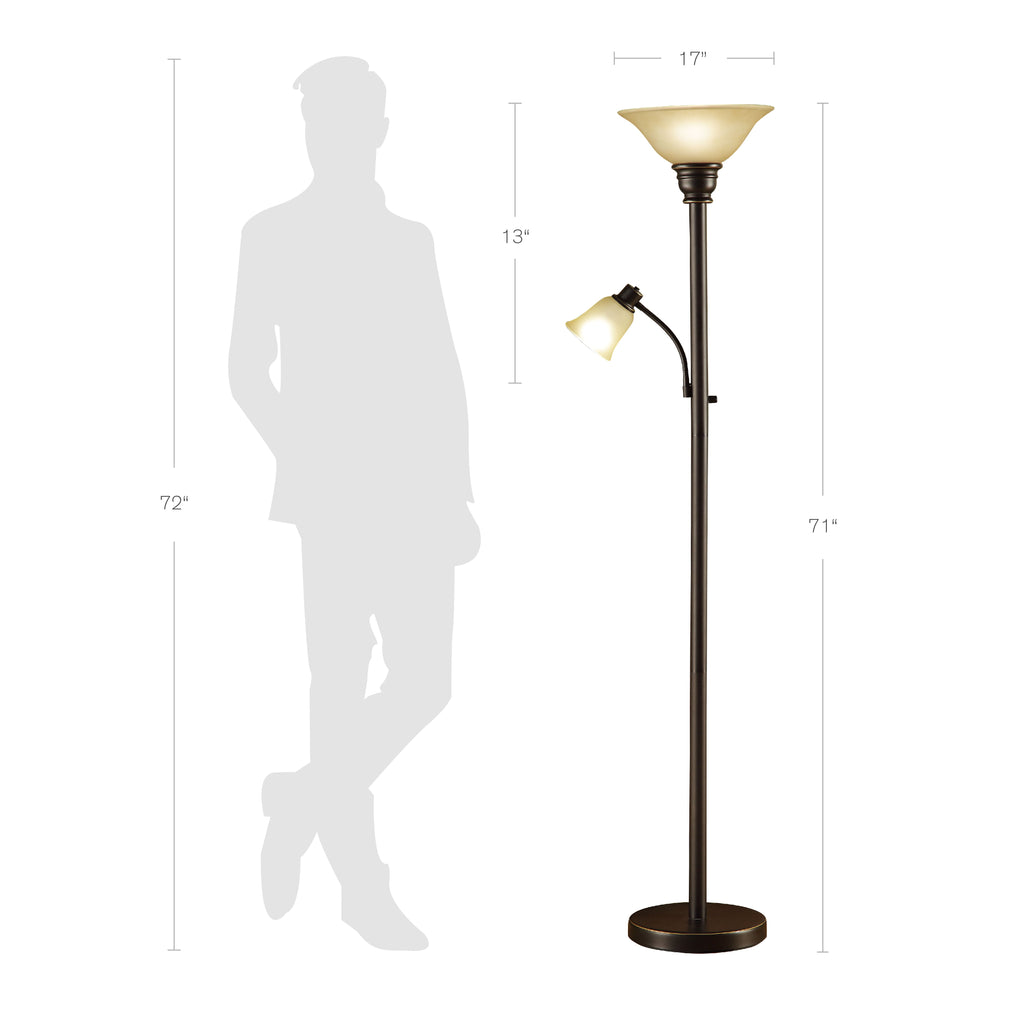 Cozylumi™ Catalina Lighting Kerrington 71'' Floor Lamp with Amber Glass Bell Shade
