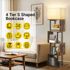 Cozylumi™ LIFE Floor Lamp with Shelves & Remote, 4-Tier Dimmable S Shape Standing Lamp