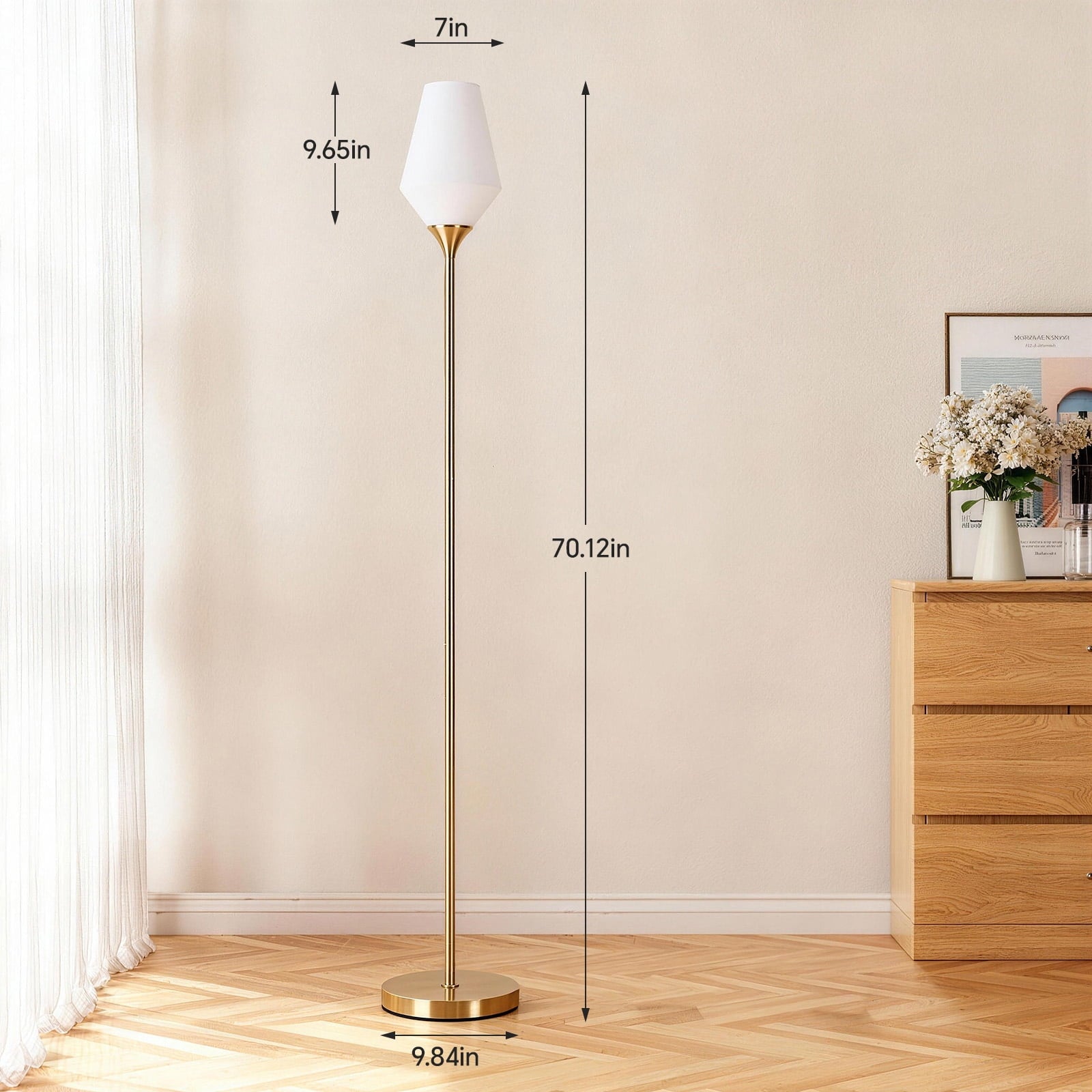 Cozylumi™ Gold Floor Lamp, 69" Standing Lamps for Living Room 3 Color Dimmable Tall