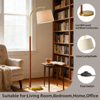 Cozylumi™ 62.5" Farmhouse Floor Lamp with Linen Shade, MDF and Metal, Foot Switch