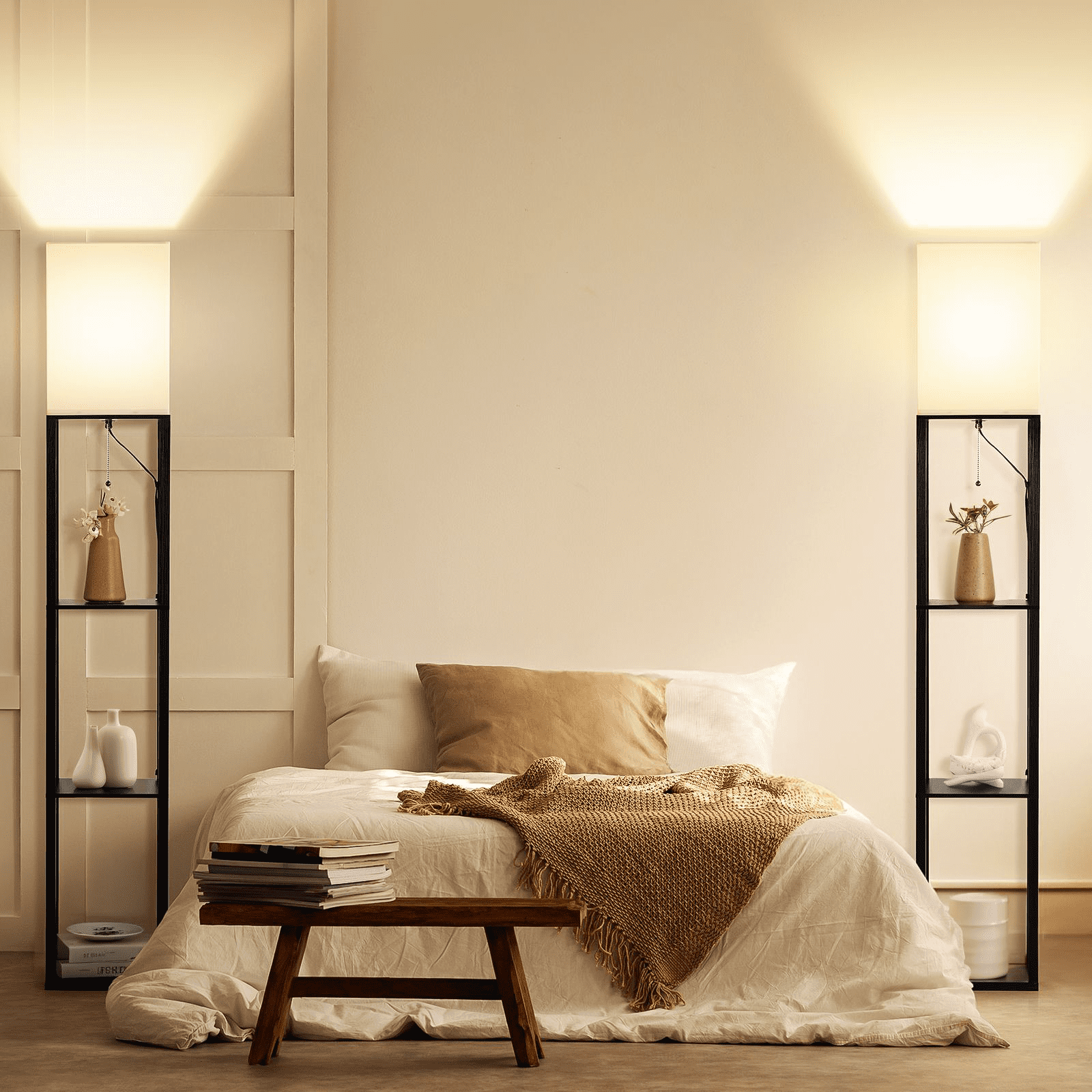 Cozylumi™ 63'' Floor Lamps with Shelves, Home Standing Lamp, Include 1000 Lumens