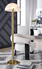 Cozylumi™ Tobbinsen 61" Art Deco Glass Dome Metal Floor Lamp with Pull Chains, Brass
