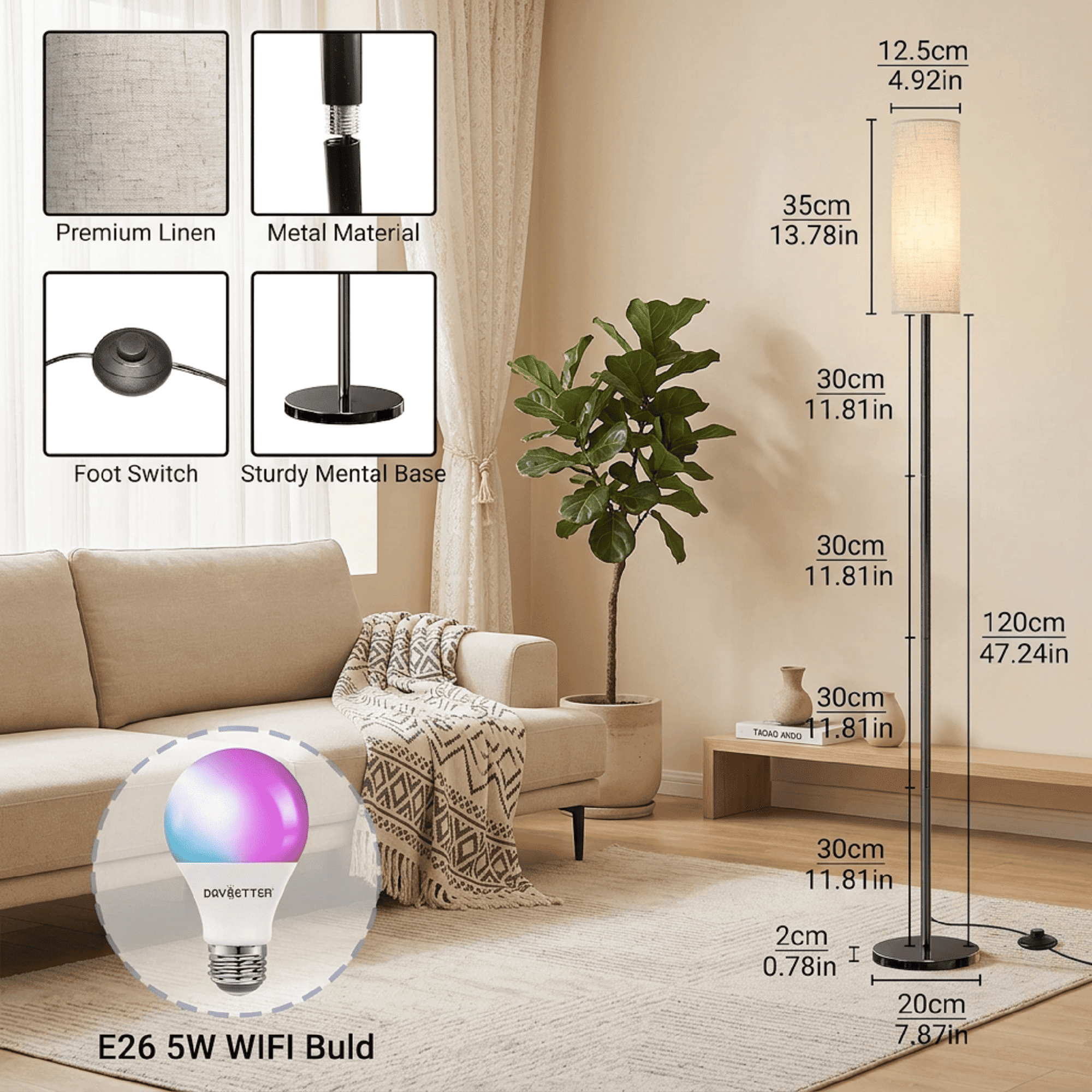 Cozylumi™ LED Floor Lamp, RGB Floor Lamp for Living Room, Standing Lamps Works with