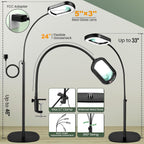 Cozylumi™ Veemagni 3-in-1 Magnifying Glass Floor Lamp with Stand, Rectangular Real