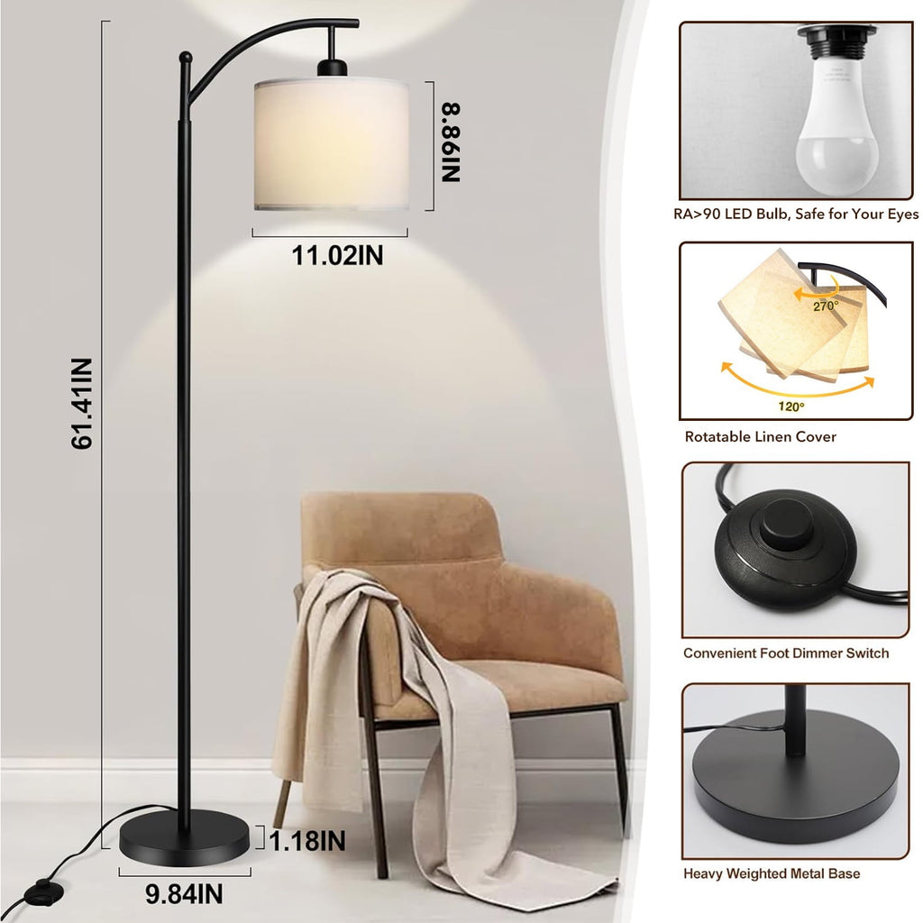 Cozylumi™ BN-LINK Dimmable Floor Lamp with 3 Color Temperatures, Standing Lamp with