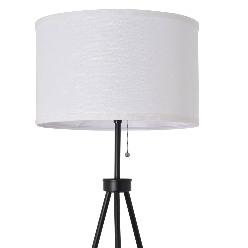 Cozylumi™ 58 in Black Metal Tripod Floor Lamp with White Drum Shade