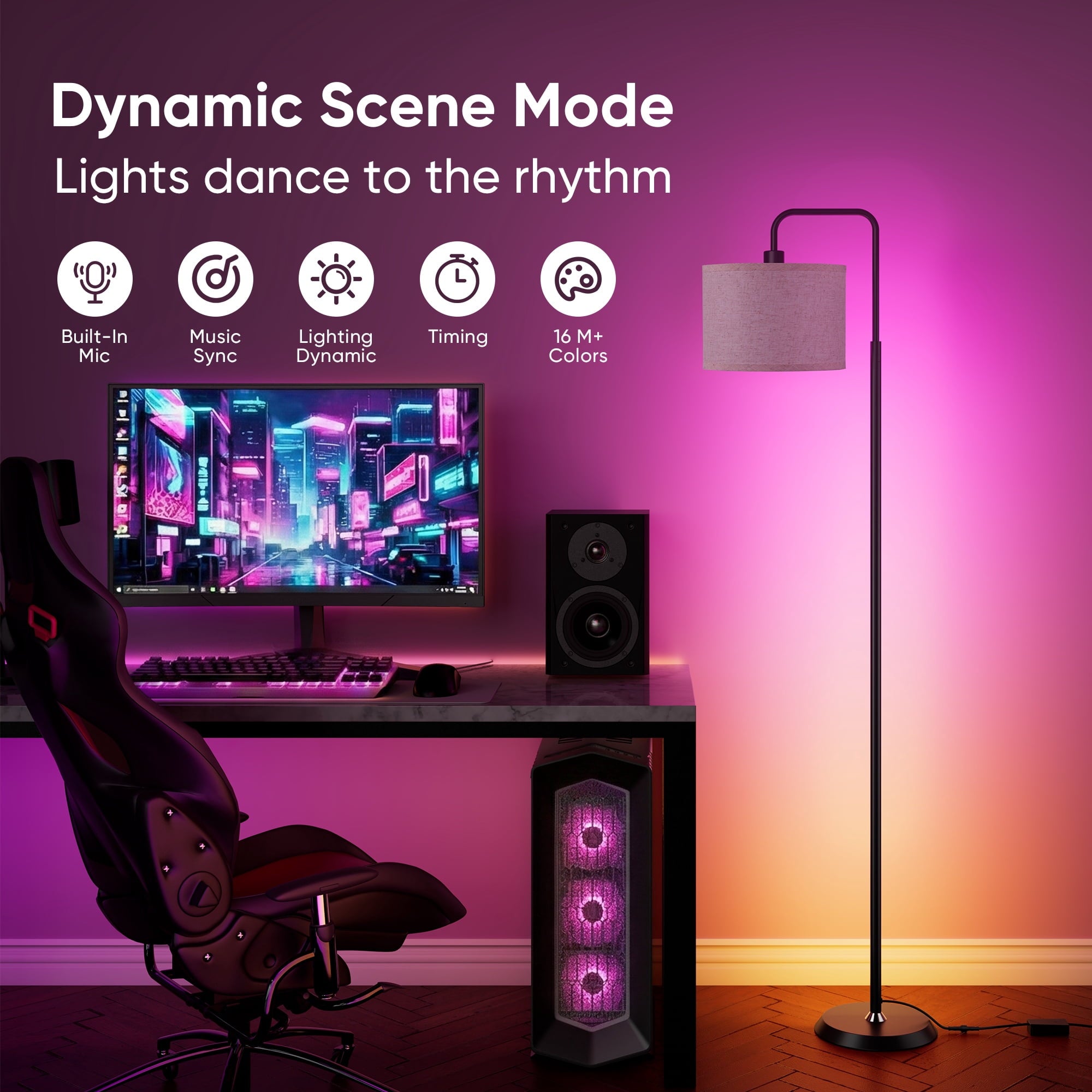 Cozylumi™ 69in Smart LED Floor Lamp with APP Control & RGB Colors Dimmable Standing