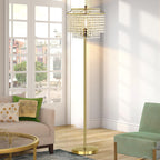 Cozylumi™ Gold Crystal Floor Lamp , Modern Standing Lamps with Double-Layer Lampshade