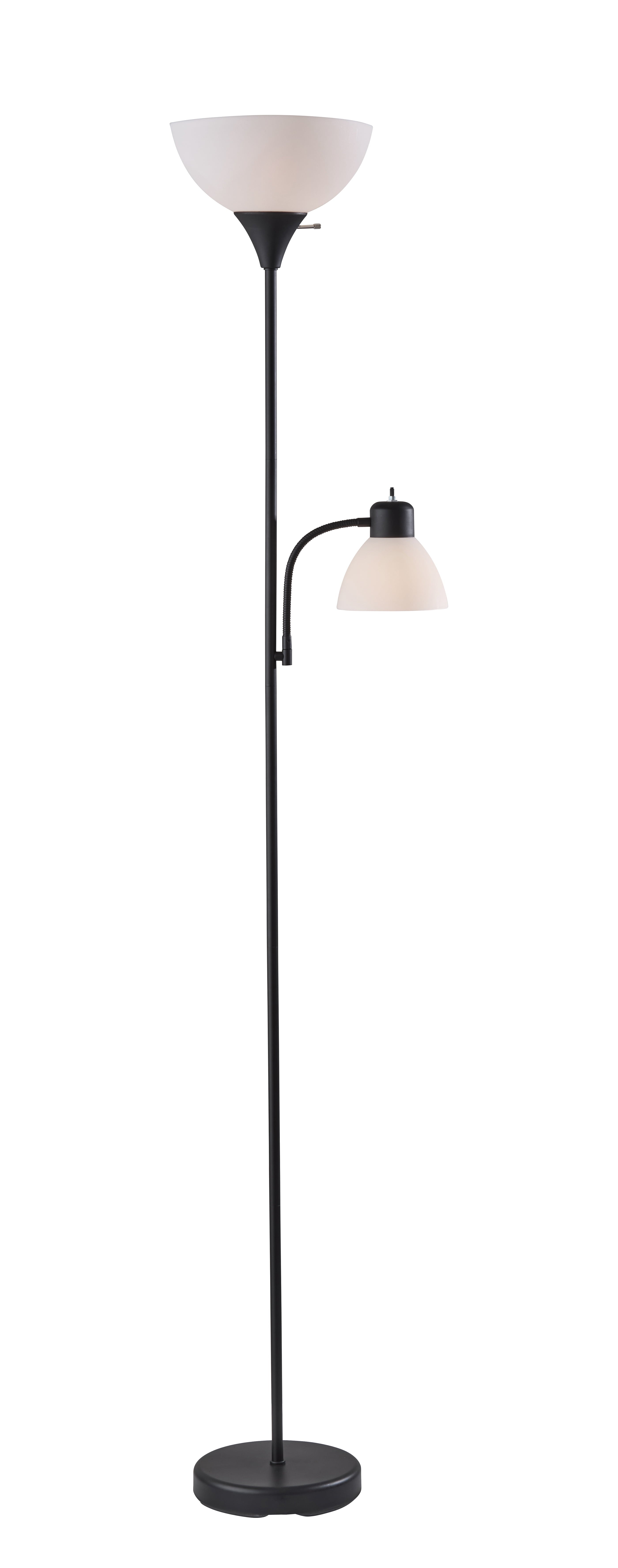 Cozylumi™ 72 in Black Combo Floor Lamp with Adjustable Reading Lamp