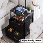 Cozylumi™ Floor Lamp with Table & 2 Drawers, Lamp with USB Port and Outlet, 3 Color Led