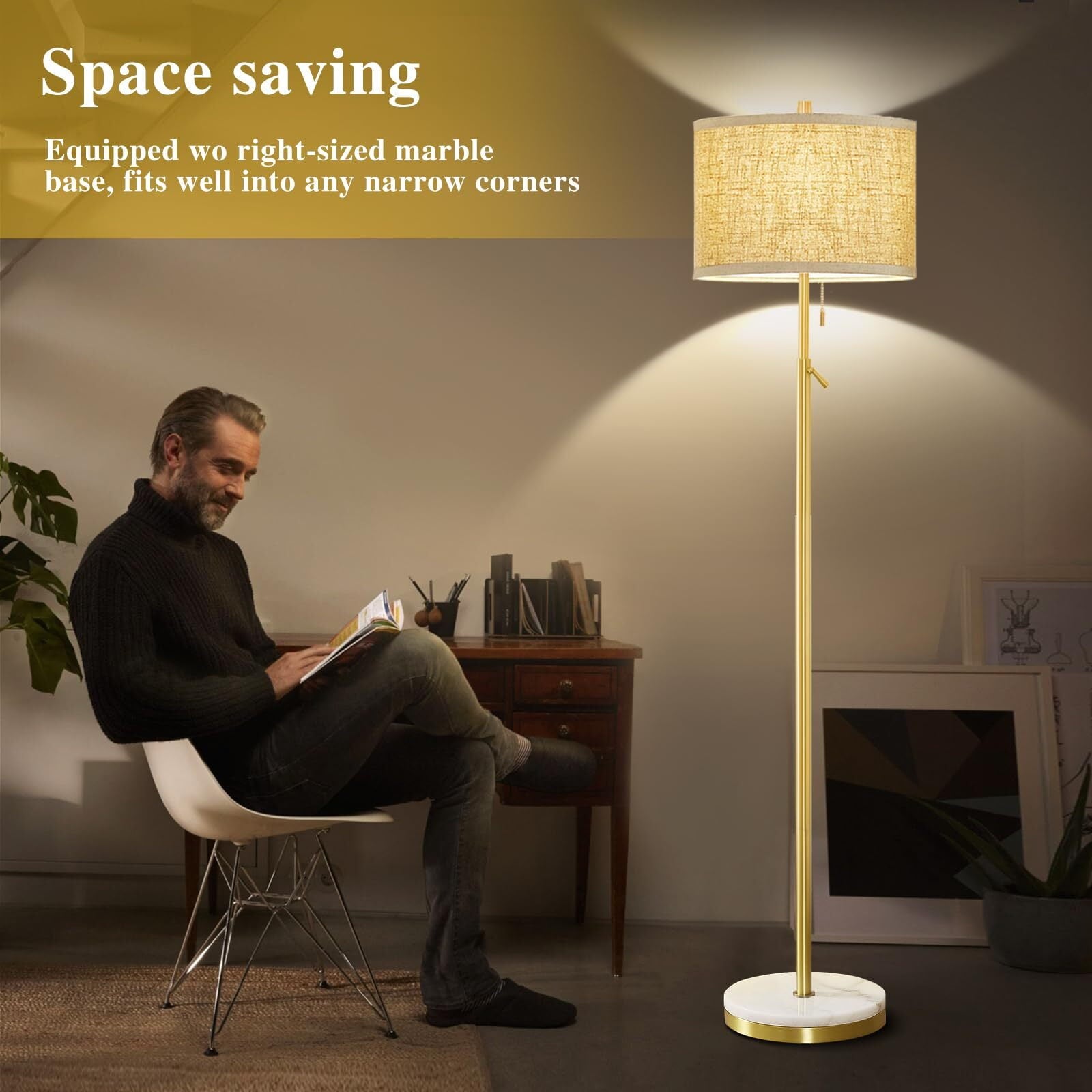 Cozylumi™ Modern Floor Lamp for Living Room, Adjustable Height Standing Lamp with