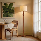Cozylumi™ 64.25" Farmhouse Floor Lamp,Brown Bedside Lamp with Fabric Shade,Standing