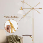 Cozylumi™ 68" Gold Floor Lamp with Table for Living Room, Height Adjustable, 5 Color