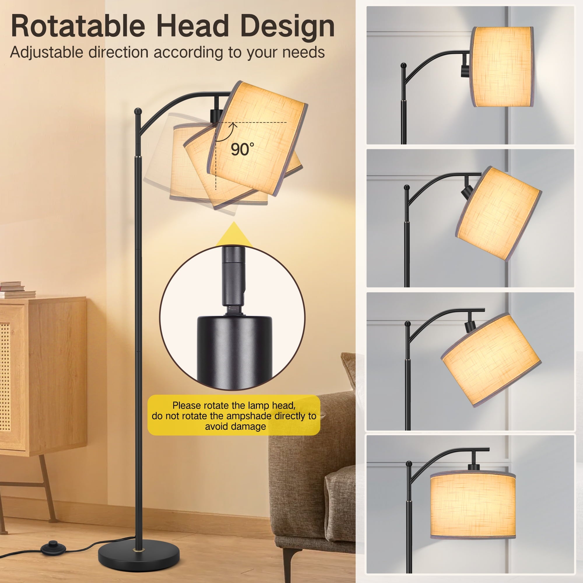 Cozylumi™ 63" Arc Floor Lamp for Living Room, Modern Standing Lamp with Hanging Linen