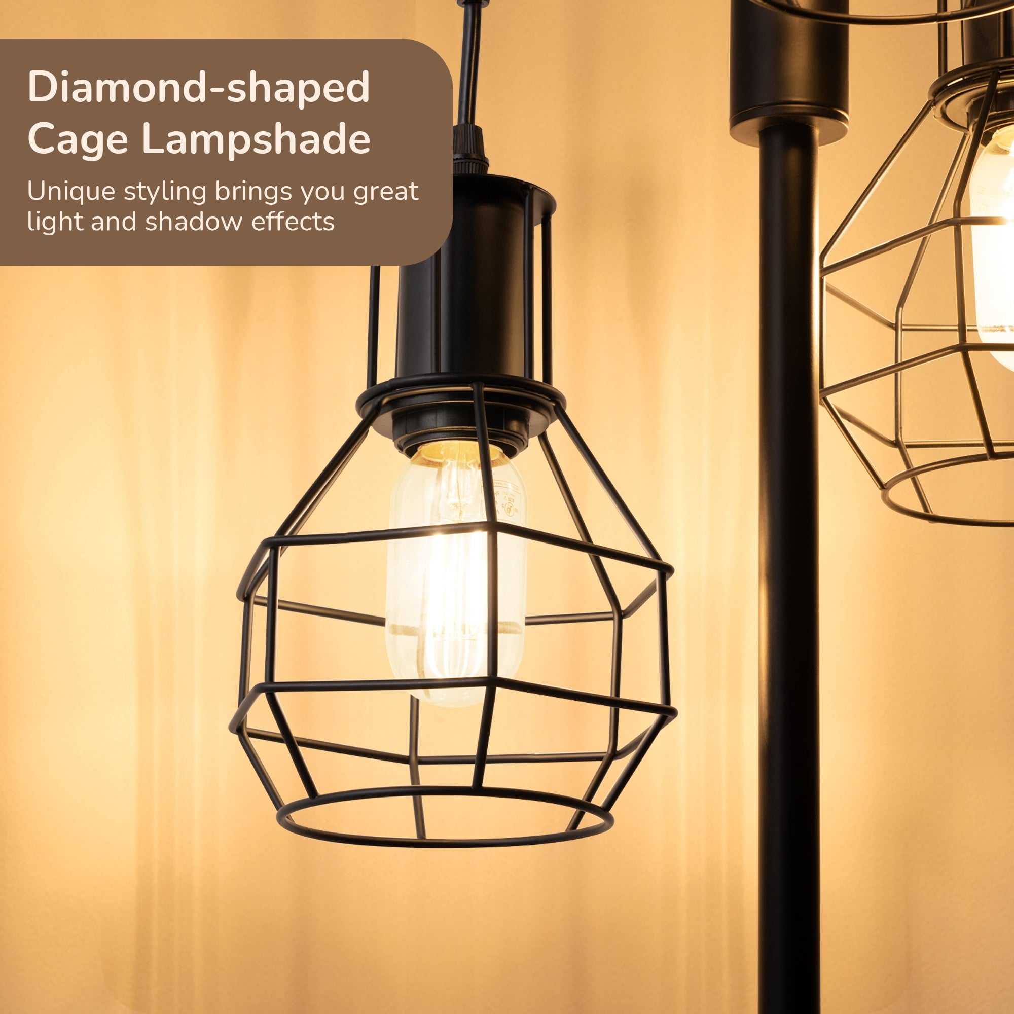 Cozylumi™ 62in Industrial Black Floor Lamps for Living Room, Dimmable, Metal Standing