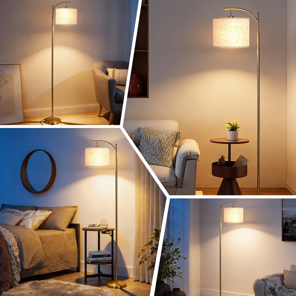 Cozylumi™ Vesteel Floor Lamp, Standing Lamp with 3 Color Temperatures & Lampshade, Arch