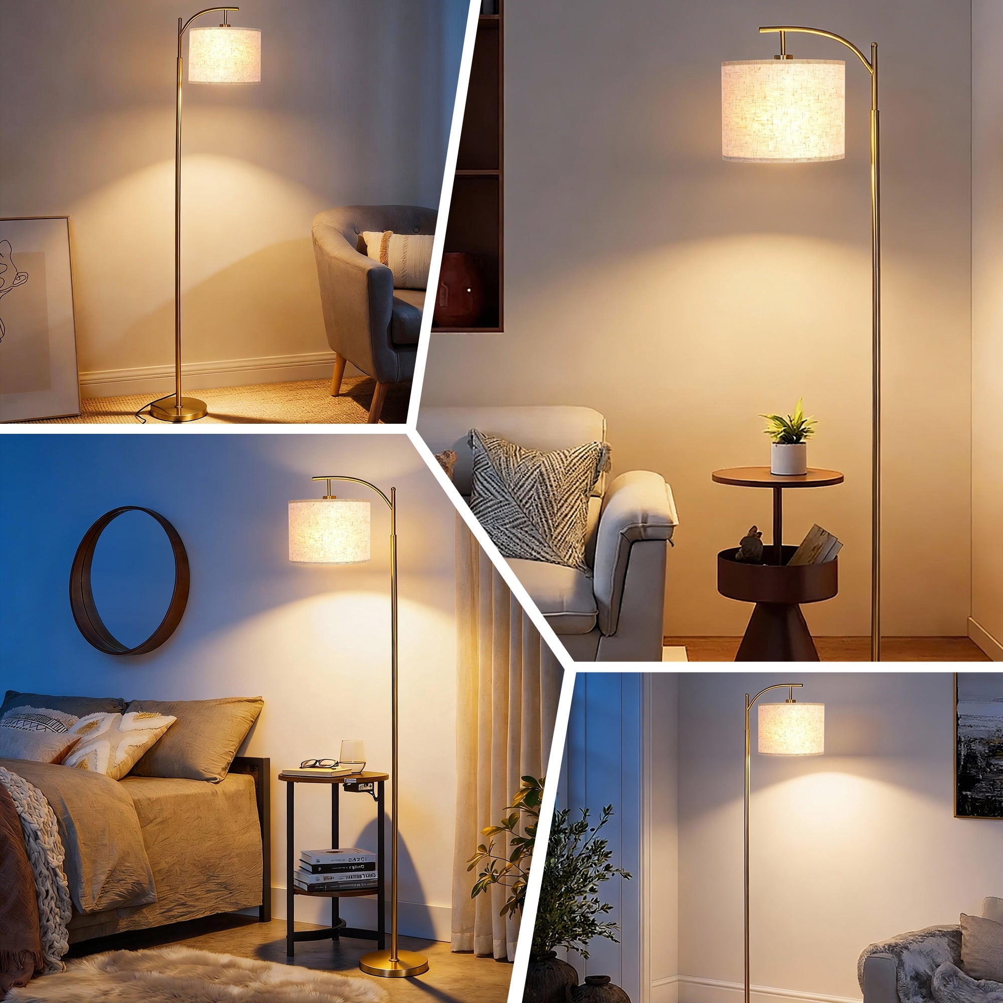 Cozylumi™ Vesteel Floor Lamp, Standing Lamp with 3 Color Temperatures & Lampshade, Arch