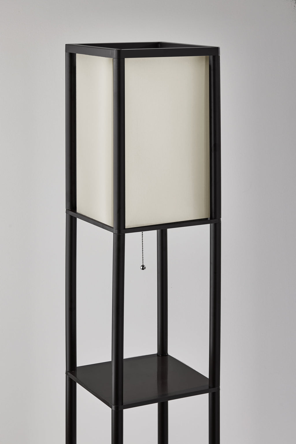 Cozylumi™ 62 Inch Floor Lamp With Black Plastic Shelves and Sustainable White Fabric Shade