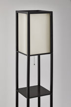 Cozylumi™ 62 Inch Floor Lamp With Black Plastic Shelves and Sustainable White Fabric Shade