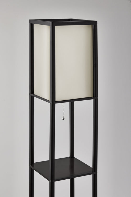 Cozylumi™ 62 Inch Floor Lamp With Black Plastic Shelves and Sustainable White Fabric Shade