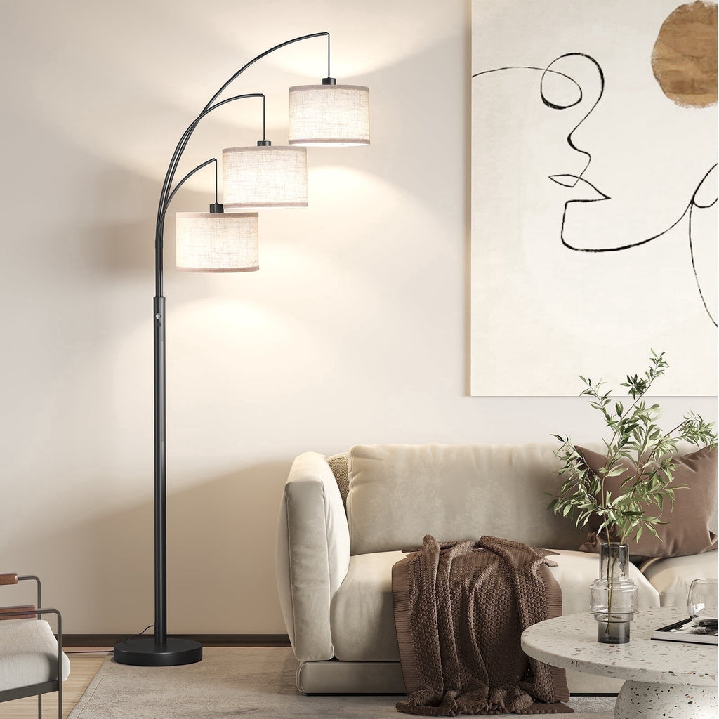 Cozylumi™ 3 Lights Floor Lamp for Living Room, 78" Tall Standing Lamp with Hanging Drum