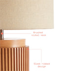 Cozylumi™ Beautiful 10.25" x 10.25" x 14" Brown Faux Ribbed Wood Table Lamp by Drew