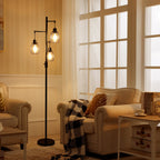 Cozylumi™ Vesteel Standing Lamp, Farmhouse Lamp with 3 Teardrop Cage and Bulbs