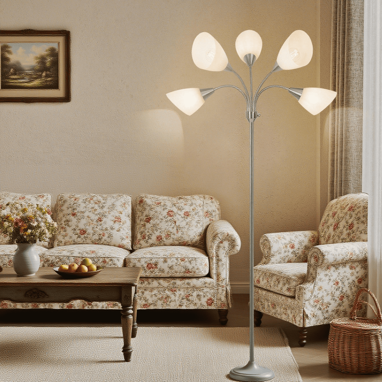 Cozylumi™ HonoDing Adjustable Gooseneck Floor Lamp with Matte White Acrylic Shade, 68