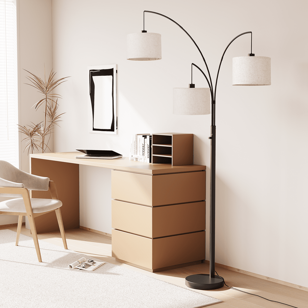 Cozylumi™ 3 Lights Floor Lamp for Living Room, 78" Tall Standing Lamp with Hanging Drum