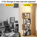 Cozylumi™ LIFE Floor Lamp with Shelves & Remote, 4-Tier Dimmable S Shape Standing Lamp