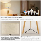 Cozylumi™ BLITZWILL Natural Wood Tripod Floor Lamp,Includes Light Bulb,E26 Base,LED