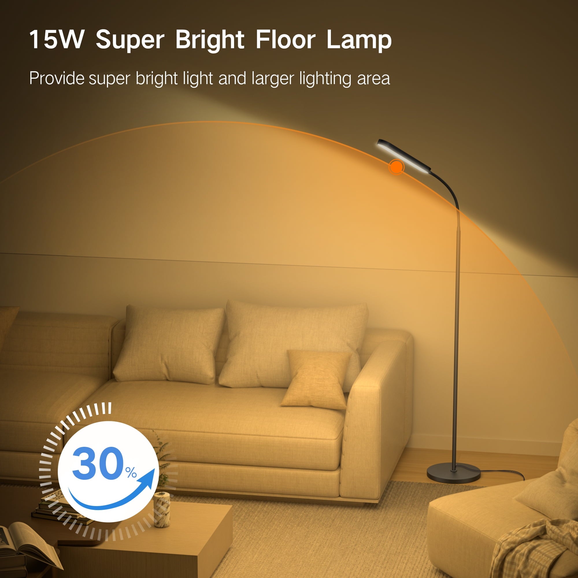 Cozylumi™ LED Floor Lamp for Living Room, Dimmable Reading Lamp with Remote and Touch
