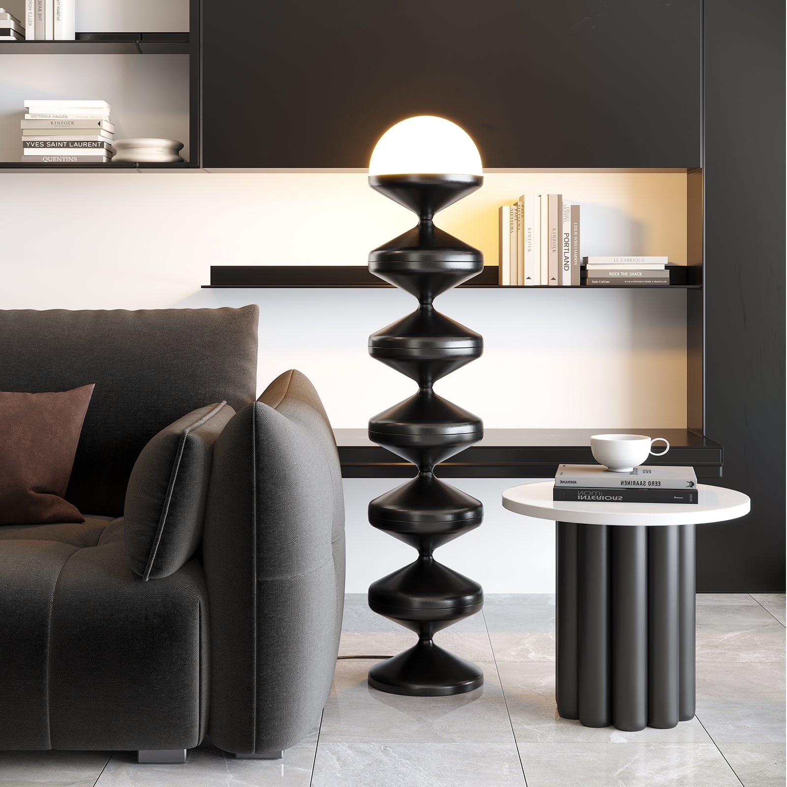 Cozylumi™ Metal Modern Floor Lamp for Living Room, Dome Shape Floor Light with Acrylic