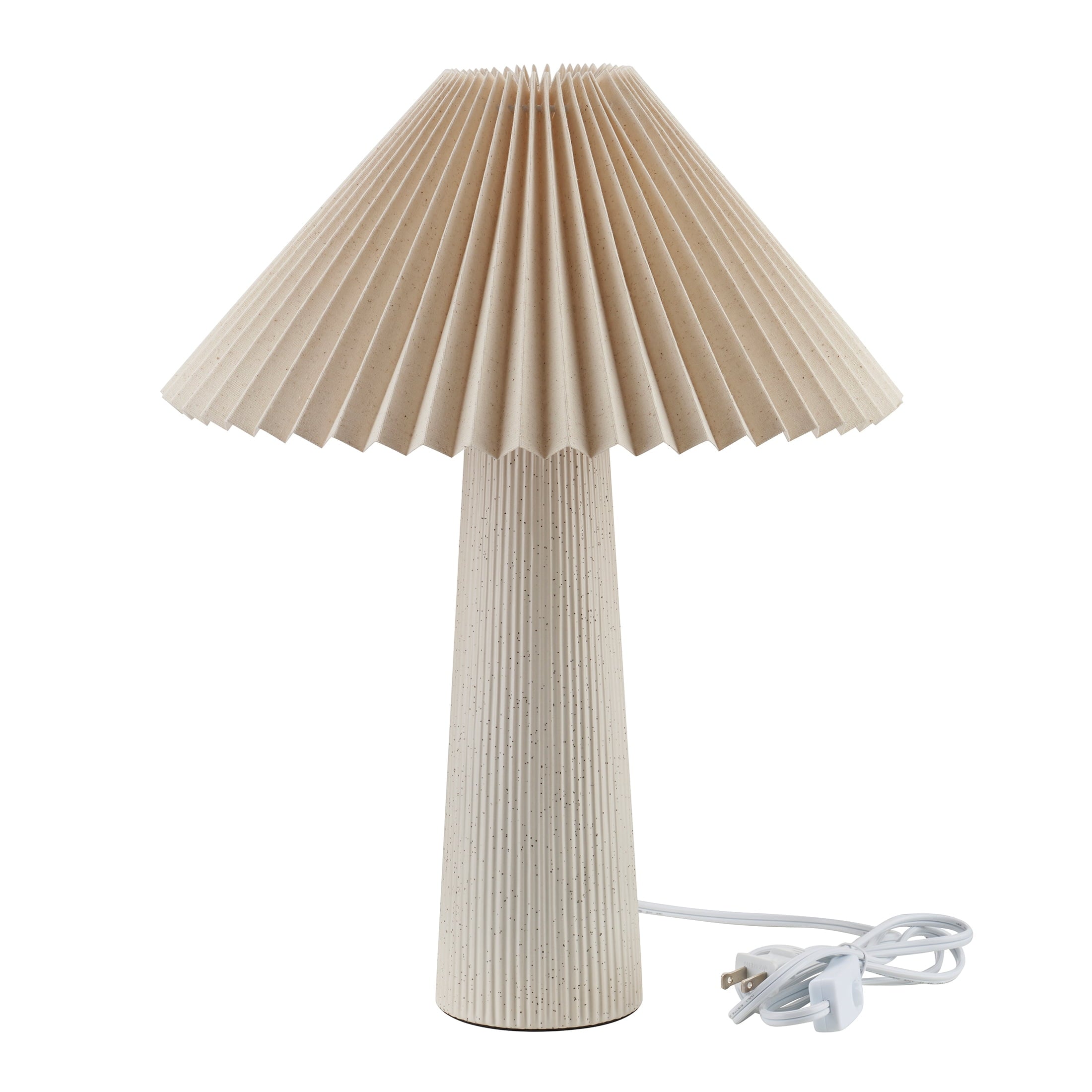 Cozylumi™ 18"in Ribbed Ceramic Table Lamp with Ivory Pleated Shade