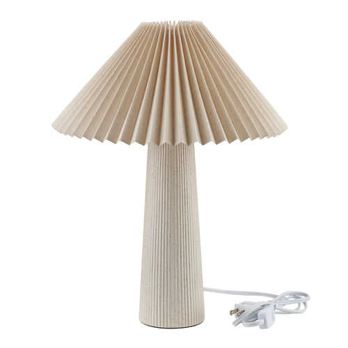 Cozylumi™ 18"in Ribbed Ceramic Table Lamp with Ivory Pleated Shade