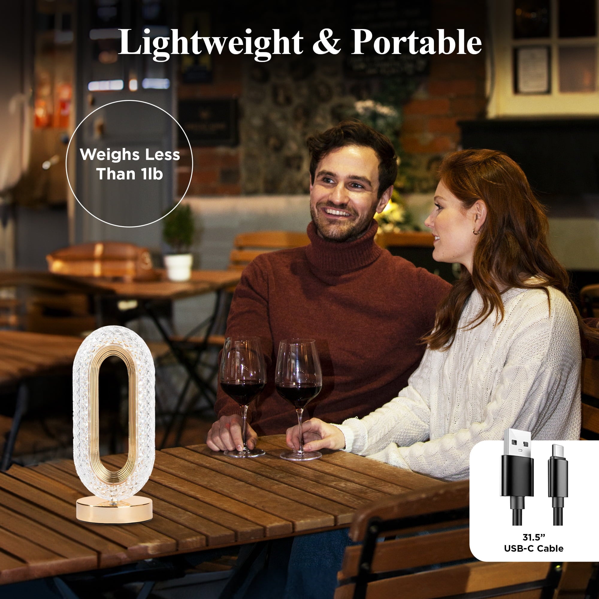 Cozylumi™ Madison Small Table Lamp, Touch Lamps for Bedroom, LED Rechargeable Lamp