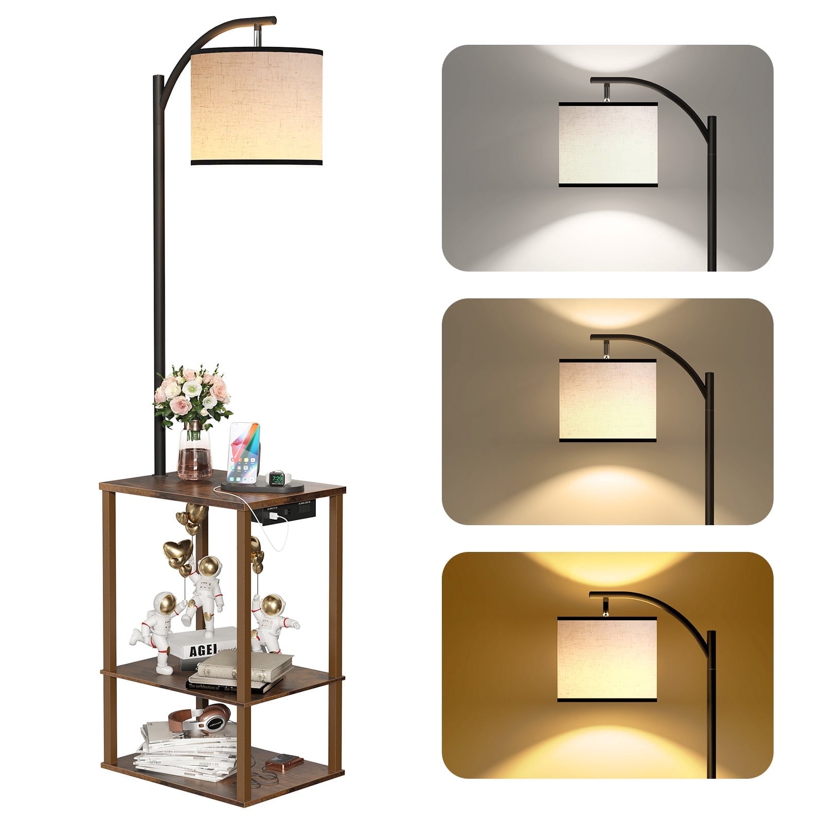Cozylumi™ Floor Lamp with Table, Lamps for Living Room with USB Charging Station Port